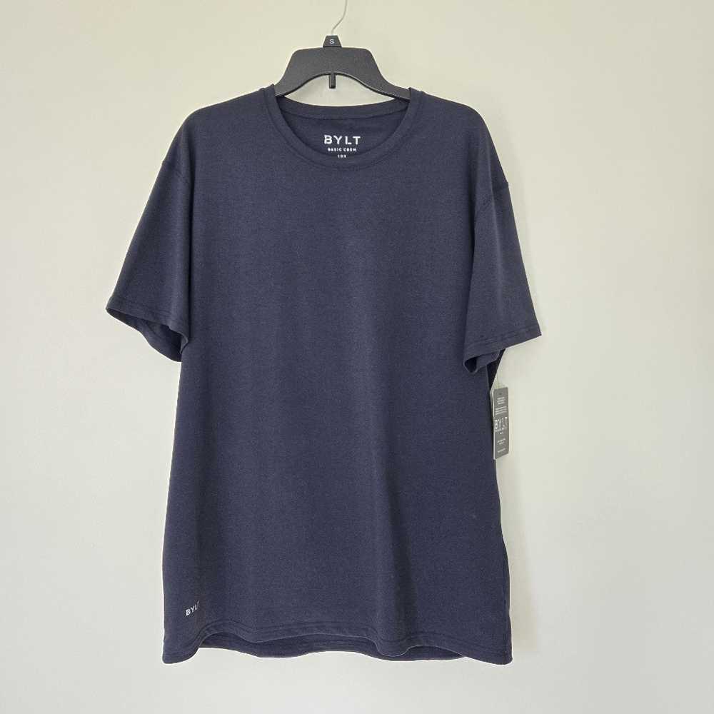 NWT BYLT Basic Crew Lux Tee Navy